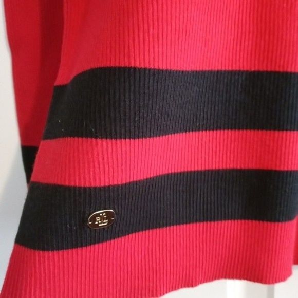 NWT Lauren Ralph Lauren Red and Black Turtleneck Sweater - Picture 8 of 11